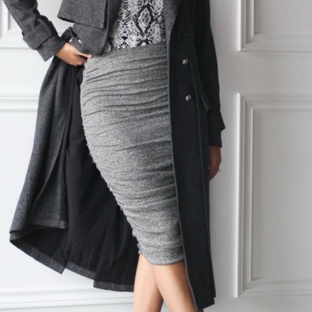 Emmy Deveaux Ruched Knit Midi Skirt